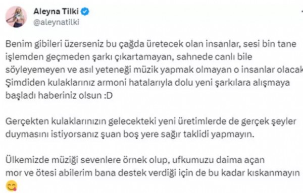 Aleyna Tilki'den eleştirilere yanıt!